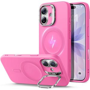 ESR Silicone Case for iPhone 17, Built-in Camera Stash Stand Compatible with MagSafe, Military-Grade Drop Protection Magnetic Phone Case for iPhone 17, Cloud Series, Rosy Pink