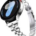 GELISHI 20mm Watch Bands Compatible with Galaxy Watch 7 6 5 4 Band 40mm 44mm for Women, Slim Stainless Metal Band Quick Release Strap for Galaxy Watch 6 Classic 43mm 47mm/Watch 4 Classic 42mm 46mm (Silver)