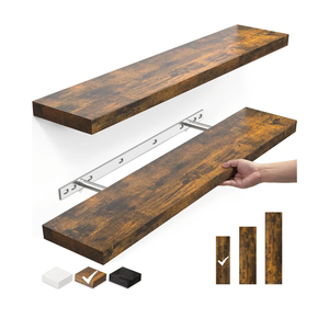 BAYKA Floating Shelves, 22.5" Wall Mounted Wood Shelves for Bathroom, Bedroom, Living Room, Kitchen, Hanging Shelf for Books/Storage/Decor with 22lbs Capacity (Rustic Brown,Set of 2)