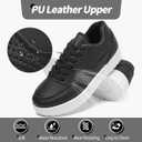 Eydram Womens Sneakers White Faux Leather Tennis Shoes with Memory Foam Insole Low Top Platform Shoes for Women Lace Up Casual Sneakers （Black US7）