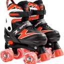 Adjustable Roller Skates Boys Kids Ages  Roller Skates Girls with Light up Wheels, Fun Rollerskate for Youth Toddlers (Red, Large (4-7))