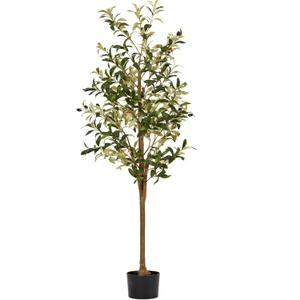 5ft Artificial Olive Trees Indoor, Faux Olive Tree 5 Feet Fake Plants with Realistic Leaves Olive Silk Tree Home Bedroom Housewarming Gifts