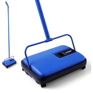 Eyliden Carpet Sweeper, Mini Size Lightweight Hand Push - No Noise, Non-Electric, Easy Manual Sweeping Only for Carpet Cleaning (Blue)