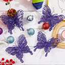 2 x 15 PCS Glitter Butterfly Christmas Tree Ornaments, Hollow-Out Butterfly Christmas Decoration with Clips, Craft Xmas Ornaments, Xmas Tree, Wreath, Garland, Home Decorations, Purple