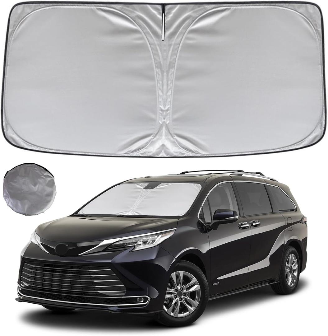 KAYZT Windshield Sun Shade for 2021-2025 2026 Toyota Sienna Foldable Sunshade Front Window Custom Fit Car Accessories