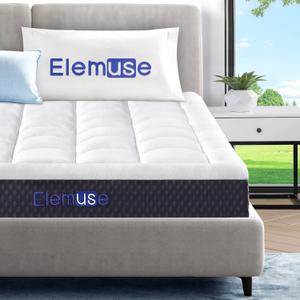 ELEMUSE 5 Inch Full Mattress Cooling Gel Memory Foam Plus Pillowtop Mattress, CertiPUR-US® Certified Breathable Bed in a Box for Pressure Relief, Fiberglass-Free