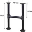 16'' Hight H-Shape Industrial Table Leg Set, Grey Steel Metal Pipes Vintage Furniture for Coffee and End Table Legs