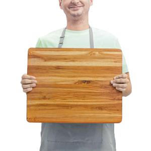 BEEFURNI Teak Wood Cutting Board with Hand Grip (S, 18x14x1"), Small Wooden Cutting Boards for Kitchen, Small Chopping Board Wood, Christmas Gifts