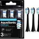 AquaSonic Genuine Proflex Replacement Brush Heads | ADA Accepted | for Whiter Teeth & Gum Care | Compatible with Many AquaSonic Toothbrush Handles (3 Pack Black)