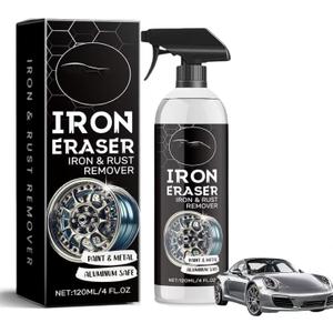 Iron Eraser Rust Remover Spray, Iron Powder Remover Spray for Car Wheels and Paint, Professional Automotive Surface Cleaning, Fast Acting Rust and Brake Dust Remover