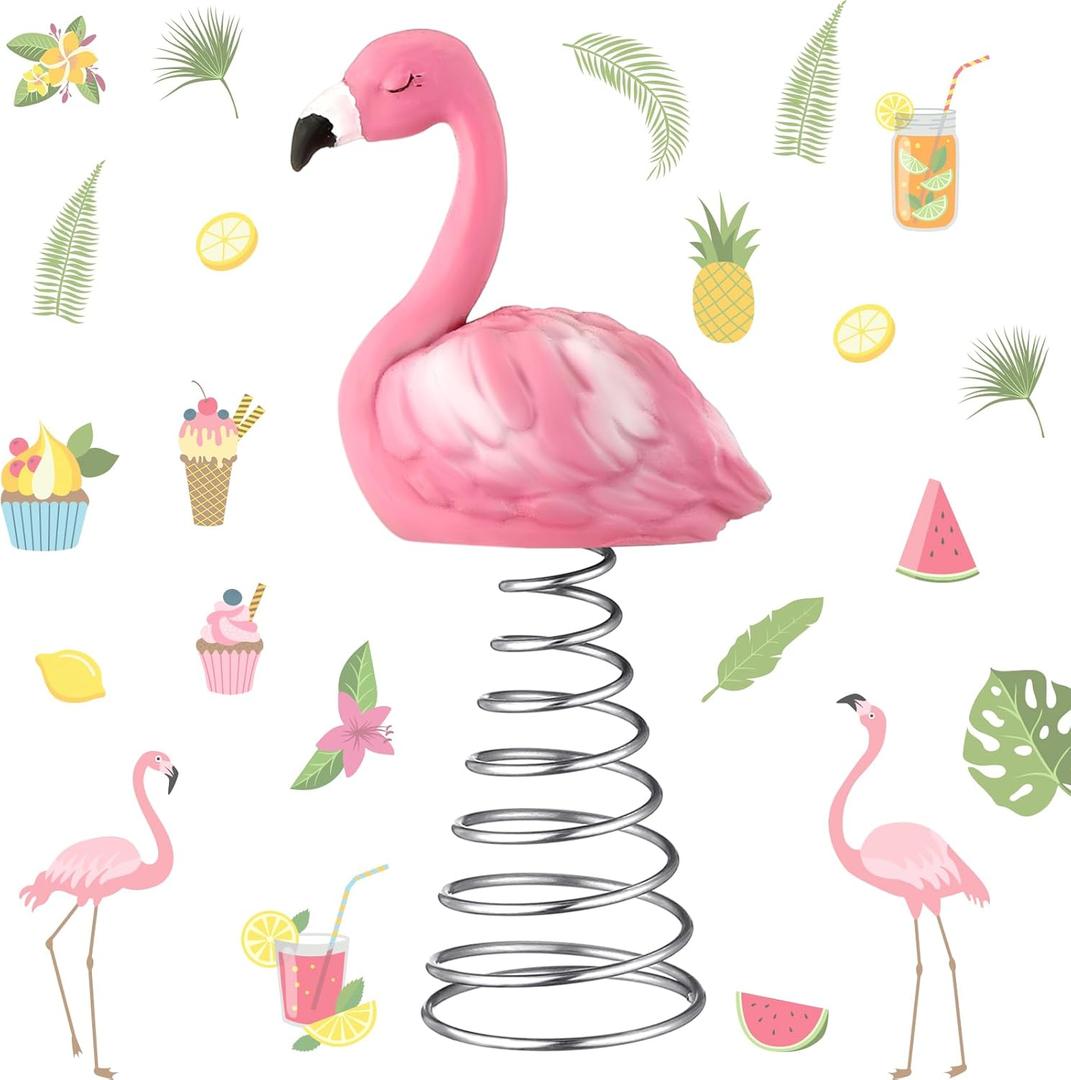 Queekay 4 Inch Flamingo Christmas Tree Topper Pink Miniature Tree Ornaments Resin Mini Decorations for Christmas New Year Wedding Bridal Shower Party Holiday Favors