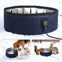 Heated Water Bowl for Dogs Winter Outdoor - 3L Foldable Travel Pet Bowl Keeps Water Unfrozen for Dogs Cats Chickens, USB Adjustable 113-149°F, Leakproof Portable Anti-Chew