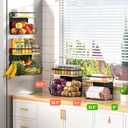 Magnetic Shelf for Fridge with Wood Lid, Fruit Potato and Onion Storage Bins, Pantry Organizers & Storage, Large Container Magnetic Spice Rack for Refrigerator, Kitchen Counter (Black, 2)