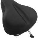 Bike Seat Cushion, Comfortable Bicycle Saddle Cover for Indoor and Outdoor Cycling, Padded Gel Cover for Exercise, Mountain & Road Bikes, Universal Fit for Peloton & Stationary Bikes (Black-L)