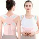 Back Brace Posture Corrector for Women and Men Full Support for Posture Correction & Scoliosis Hunchback Corrector de Postura para Hombre y Mujer Upper Thoracic Back Straightener Pink, XXX-Large