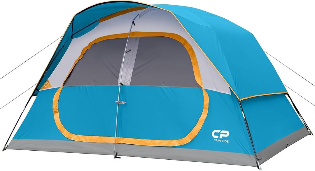 CAMPROS CP Upgraded 6/8 Person Camping Tents, Waterproof Windproof Family Tent with Larger Mesh Windows & Door, Double Layer, Easy Set Up, All-Season Dome Tent with Top Rainfly & Carry Bag