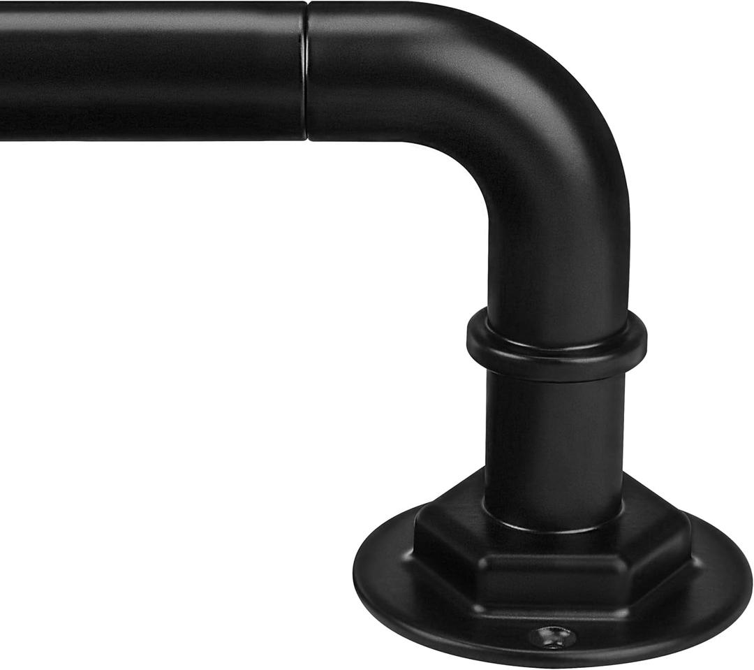 Curtain Rods for Windows 16 to 144 Inches Adjustable Blackout Wrap Around 1 Inch Diameter Curtain Rod, Black
