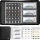 Coin Collection Album Holder for Collectors, 400 Pockets Fireproof Coin Collection Book & 36 Paper Money Organizer Binder for Coin Currency Collection Supplies,Pennies,Bill,Tokens,Badges