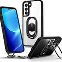 Shields Up for Samsung Galaxy S21 Case with Stand, Galaxy S21 Case Clear with Double Ring Holder [Adjustable & Foldable] Shockproof Protective Cover for Samsung Galaxy S21 - Clear Black