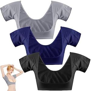 Zhanmai 3 Pcs Underarm Sweat Vest Armpit Sweat Proof Pads for Under Armpits Underarm Proof Pads for Women(X-Large, Black, Navy Blue, Dark Gray)