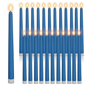 Macarrie 24 Packs Flameless Taper Candles Battery Operated Fake 11 Inch Long Candlelight LED Flameless Candlesticks Flickering Tapered for Spring Summer Wedding(Blue)