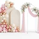 Wedding Arch Backdrop Stand and Cover Set(7.3FT,6FT) Set of 2,Metal Balloon Arch Stand Frame for Wedding Birthday, Party, Baby Shower, Christmas Anniversary,Beige
