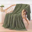 Puncuntex Flannel Fleece Throw Blanket Olive Green 50"60"