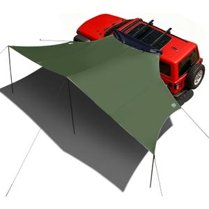 TIMBER RIDGE 19x9.8ft Retractable Car Awning with Blackout Coating, 186ft Roof Rack Pull-Out Sun Shade Overland Camping, UPF50+ Waterproof Sun Shelter for Vehicle/Truck/Jeep/SUV/Van Green