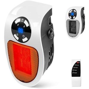 Wall Space Heater Plug In, 450W Portable Heaters Indoor with Overheat Protection, Adjustable Electronic Thermostat, Precise LED Display, Small Energy Efficient Heater