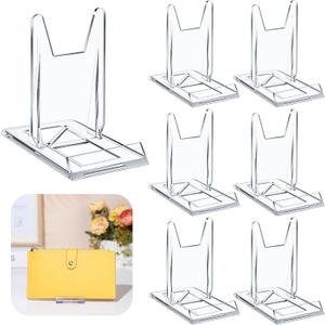 6 Packs Adjustable Purse Display Stand Clear Acrylic Handbag Stand Holder for Wallet Purses Handbag Bag Jewelry Display Organizer for Party Weddings Home Decoration Birthdays
