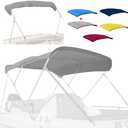 3 Bow Fade and Crack Resistant Bimini Top Replacement Cover, 600D Marine Grade Waterproof Sun Shade Boat Canopy, Easy Install Zipper Sleeves Boat Awning/Without Frame, Grey 6'L 54"-60" W (gray)
