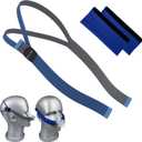 Upgraded Headgear Strap with 2 Pack Strap Cover for Airfit P10 / N30 Airsense 10 Nasal Pillow Frame Build-in Clip Fully Adjustable Compatible For Resmed Airfit P10 N30 (Blue - Standard)