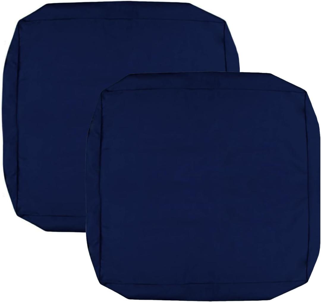 FLYMEI Patio Cushion Covers 25x25x5 Waterproof Outdoor Cushion Cover Replacement 2Packs Outdoor Seat Cushion Slipcover for Rattan Chair Sofa, Navy Blue