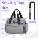 Anitor Large Sewing Supplies Organizer, Double Layer Sewing Storage Organizer with Two Detachable Dividers, Travel Sewing Bag Organizer with Shoulder Strap for Accessories, Gray, (Bag Only)