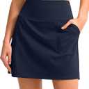 SANTINY 16" Golf Skorts Skirts for Women with 4 Pockets Women's High Waisted Stretchy Tennis Skirt Athletic Skort (Small, Navy)
