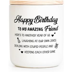 2 x Best Friend Birthday Gifts for Women Men, Funny Friendship Gifts for Woman Candles, Happy Birthday Gift for Friends Sister Bestie BFF Coworker Classmate, Funny Lavender Candles 7Oz, 3.14 inches x 3.7 inches