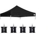 Eurmax USA New 10x10 Pop Up Canopy Replacement Canopy Tent Top Cover, Instant Canopy Top Cover ONLY, Choose 30 Colors,Bonus 4PC Pack Weight Bag (Black)