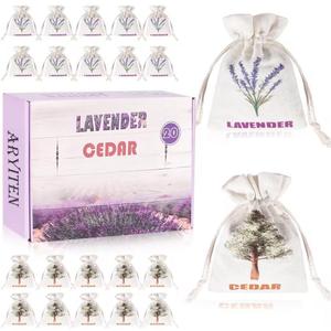 2 x 20 Pack Cedar Chips and Natural Dried Lavender Sachets Bags - Stop Clothes Damage, Cedar and Lavendar Home Fragrance Sachets for Drawers and Closets