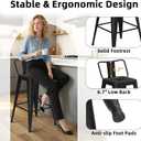 24Metal Bar Stools Set of 4, Counter Height Stools with Removable Back, Black Barstools for Kitchen Island