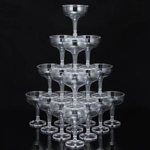 Potchen 100 Pcs Plastic Champagne Party Glasses 5 oz Clear Disposable Champagne Glasses Stackable Acrylic Martini Flutes Unbreakable Margarita Coupe for Wedding Birthday Party Bar(Classic), 10.5 cm x 8 cm