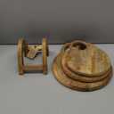 Creative Co-Op 3-Piece Round Mango Wood Cutting Boards in Various Sizes with Stand, Natural
