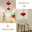 Mid Century Pendant Light Fixtures Red Ceiling Pendant Lighting 3-Layer Metal Shade Design Vintage Hanging Light Flush Mount Light for Dining Table Kitchen Island Hallway