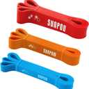 SUNPOW Pull Up Assistance Bands - Set of 5 Resistance Heavy Duty Workout Exercise Stretch Fitness Bands Assist Set for Body, Instruction Guide and Carry Bag Included (Multicolor15-135lbs)