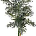 Nearly Natural 8FT Artificial Golden Cane Palm Tree, Fake Palm Tree with Two Realistic Trunks and Lifelike Palm Leaves, Faux Palm Plant for Indoor Home Dcor with Black Nursery Planter
