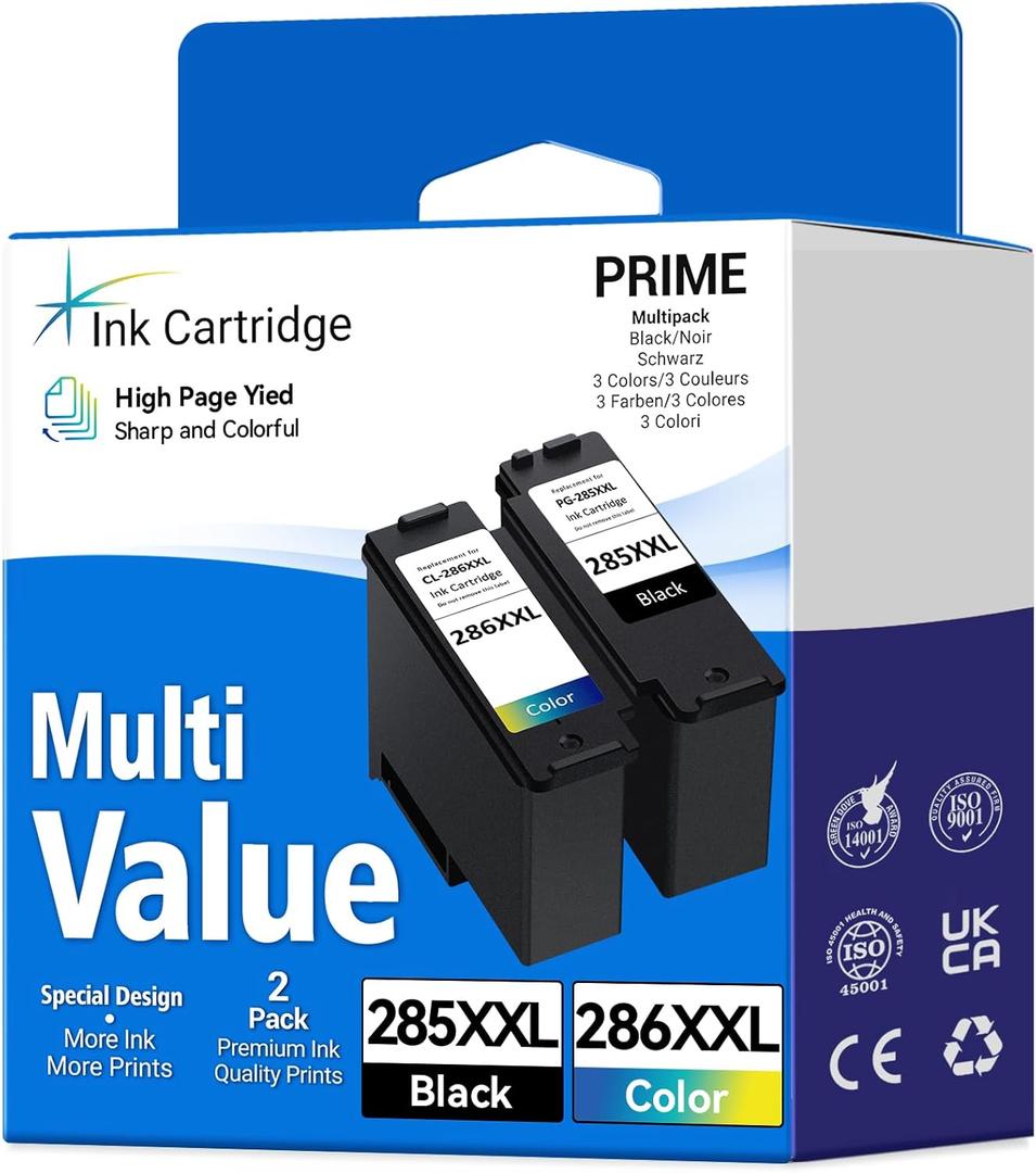 G285XL CL-286XL Compatible Ink Cartridge Replacement Printer (1 Black, 1 Color)