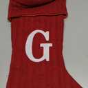 Personalized Christmas Stocking 19 Inch - Burgundy Cable Knit with Monogram Embroidery & Pom Poms, Family Fireplace Hanger for Holiday Decor, Burgundy Letter A