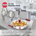 Hawkins 2.5 Litre Deep Fry Pan, Triply Stainless Steel Kadai with Glass Lid, Flat Bottom Induction Kadhai, Silver (SSD25G)