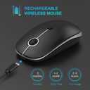 VssoPlor Type C Wireless Mouse, USB C MacBook Wireless Mouse Dual Mode Cordless Mice with USB and Type C Receiver Compatible with PC, Laptop, MacBook and All Type C Devices-Black and Silver