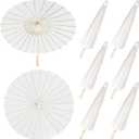 Aodaer 6 Pack 33 Inches Paper Umbrellas for Wedding Chinese Japanese Parasol Paper Decorative Oiled Umbrella DIY Painting Crafts for Bridal Party Decor Photography Props, White