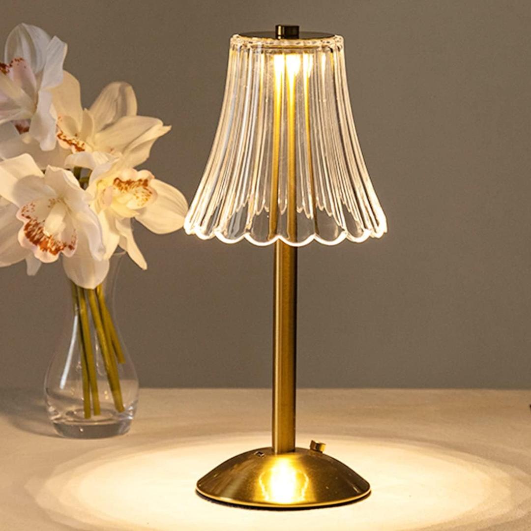 Cordless Table Lamps for Home,Table,Dining Room, Gold Rechargeable Lamps, USB Charge 12'' Tall LED Brass Portable Outdoor Indoor Table Lamp with Built-in Dimmer